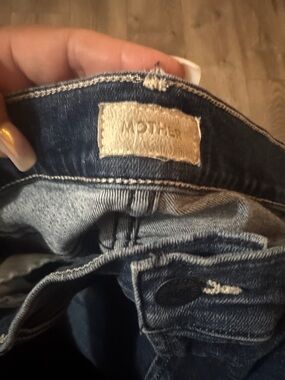 MOTHER Dark Blue Denim Jeans with Contrast Label